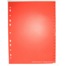 20 pages couleur rouge PP Index diviseur avec anglais imprimé (BJ-9028)